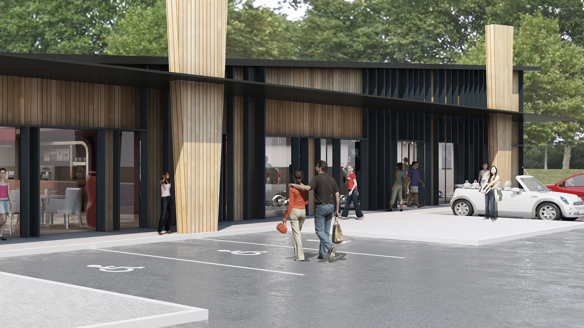 Perspective des bâtiments de commerces STONEHEDGE® TRAPPES